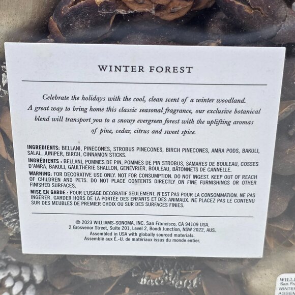 WILLIAMS SONOMA Winter Forest Potpourri 12 oz Essential Oils Pine Cedar Cinnamon - Picture 3 of 6